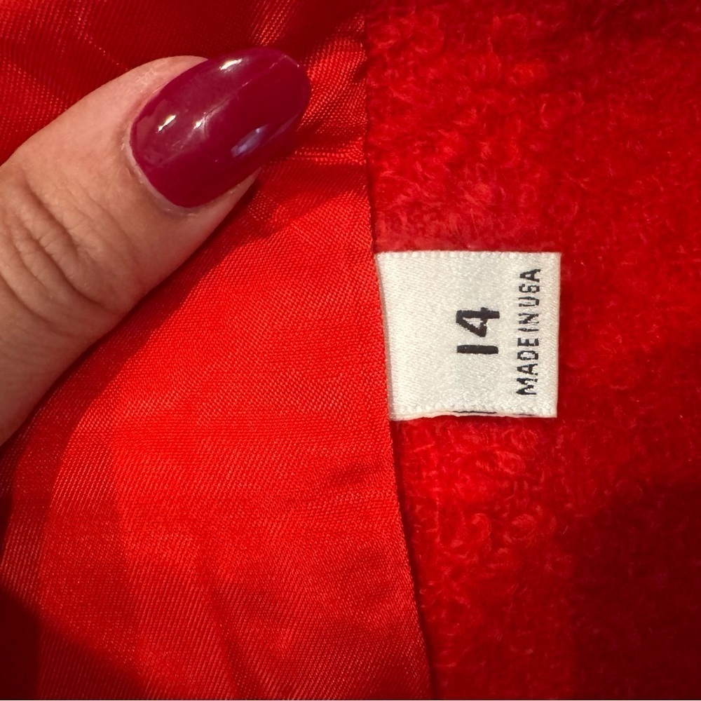 Evan Picone Women's Vintage Cherry Red Blazer Size 14 Made In USA Button Front - Picture 4 of 8